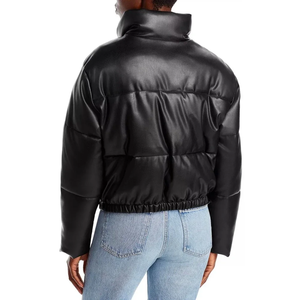 AQUA Faux Leather Puffer Jacket NWT SIZE S - Picture 3 of 6